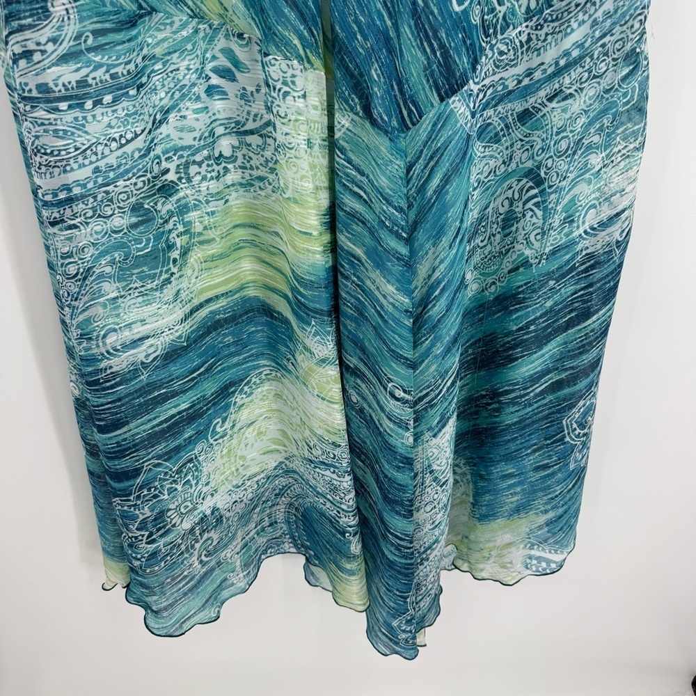 Maggie Barnes size 28W Sleeveless Maxi Dress Lined Metallic Gauzy Women Surplice - Picture 3 of 9